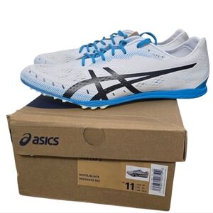 Asics Gun Lap 2 Track and Field Athletic Shoes White Blue Black Spikes Mens 11